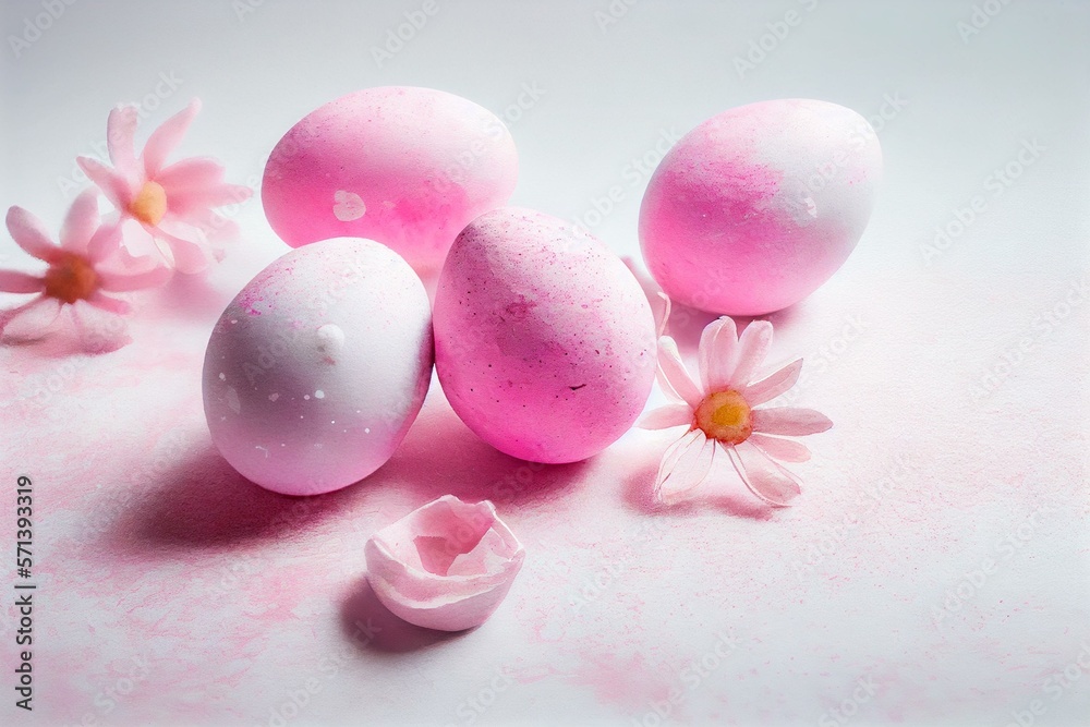Pink Easter eggs on light background. Studio shot, watercolor style AI Generated Pink Easter eggs on light background. Studio shot, watercolor style AI Generated