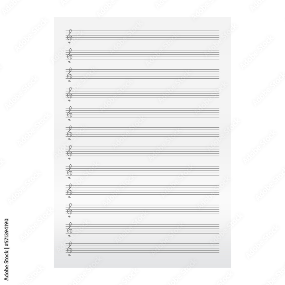 Blank sheet music page template. Empty music folio page Blank sheet music page template. Empty music folio page