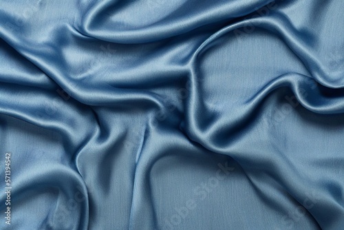 Draped blue silk fabric background texture