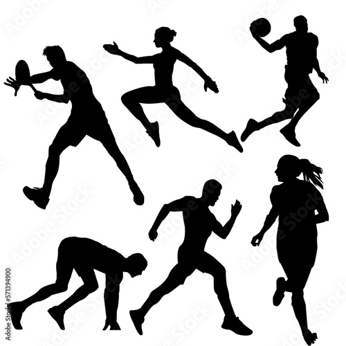 people silhouettes, sports silhouettes, sports, athletes, soccer, hockey, athletics, fitness, vector, sports, fit, health, training © jose