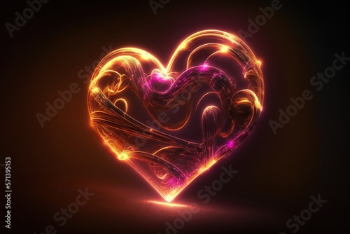 light painting neon heart   generative ai  generative  ai