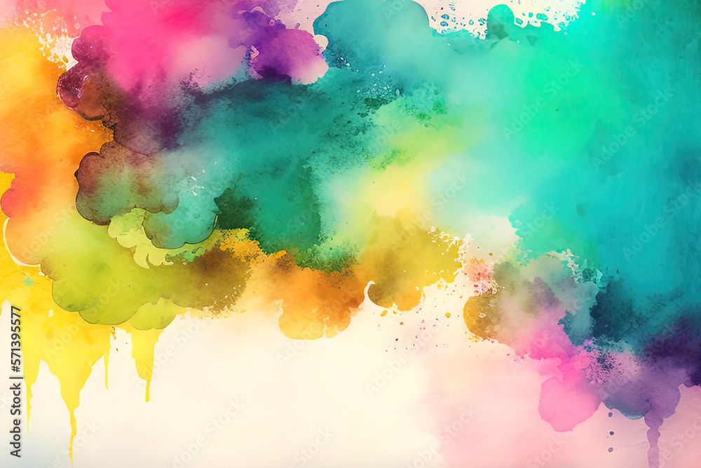 Obraz premium Colorful watercolor splatter ink back ground with canvas texture Generative AI