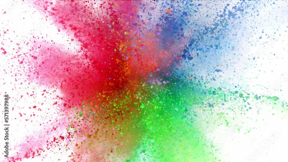 Super Slow Motion Shot of Color Powder Explosion Isolated on White Background at 1000fps. Super Slow Motion Shot of Color Powder Explosion Isolated on White Background at 1000fps.