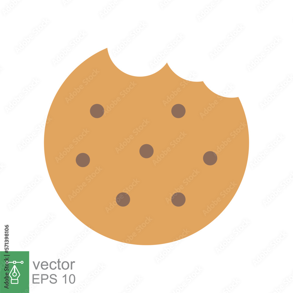 Cookie biscuit icon. Simple flat style sign. Bite of dessert, bread crumbs, chocolate sweetness. Eaten cookies symbol. Vector illustration isolated on white background. EPS 10. Cookie biscuit icon. Simple flat style sign. Bite of dessert, bread crumbs, chocolate sweetness. Eaten cookies symbol. Vector illustration isolated on white background. EPS 10.