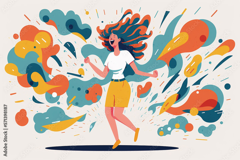 Obraz premium Happy inspired woman with ideas insights. Generative IA
