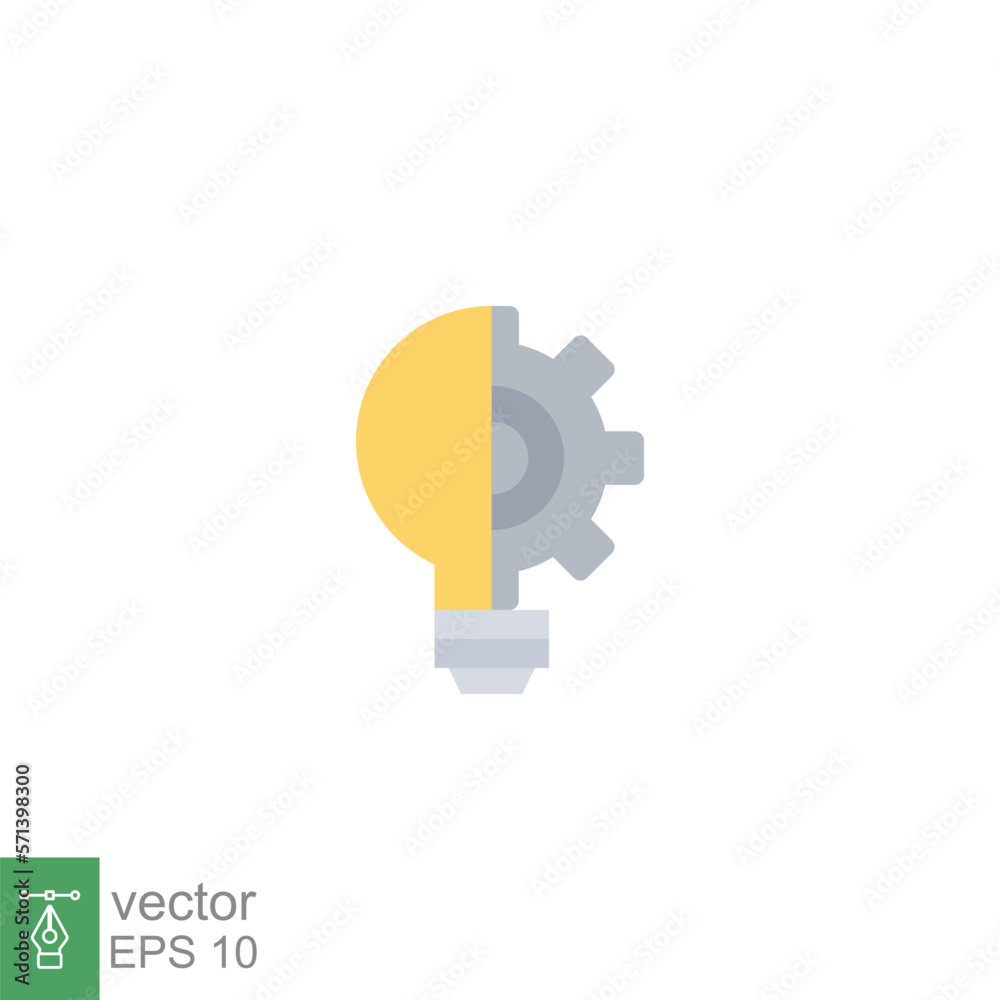 Light bulb icon. Simple flat style. Idea with gear wheel machine, creative solution, lamp, lightbulb symbol, inspiration concept. Vector illustration isolated on white background. EPS 10. Light bulb icon. Simple flat style. Idea with gear wheel machine, creative solution, lamp, lightbulb symbol, inspiration concept. Vector illustration isolated on white background. EPS 10.