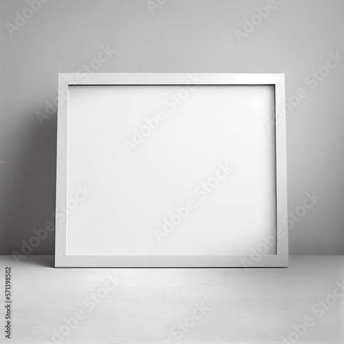 Horizontal white frame mockup, blank wall art frame mockup, 3D rendering. Generative AI