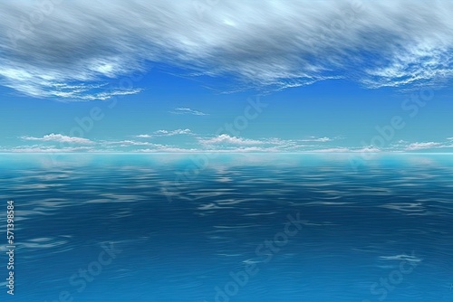 sky with a surface of blue water. Generative AI
