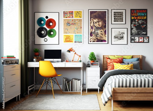 Interior room decoration with furnishings, created by generative Ai