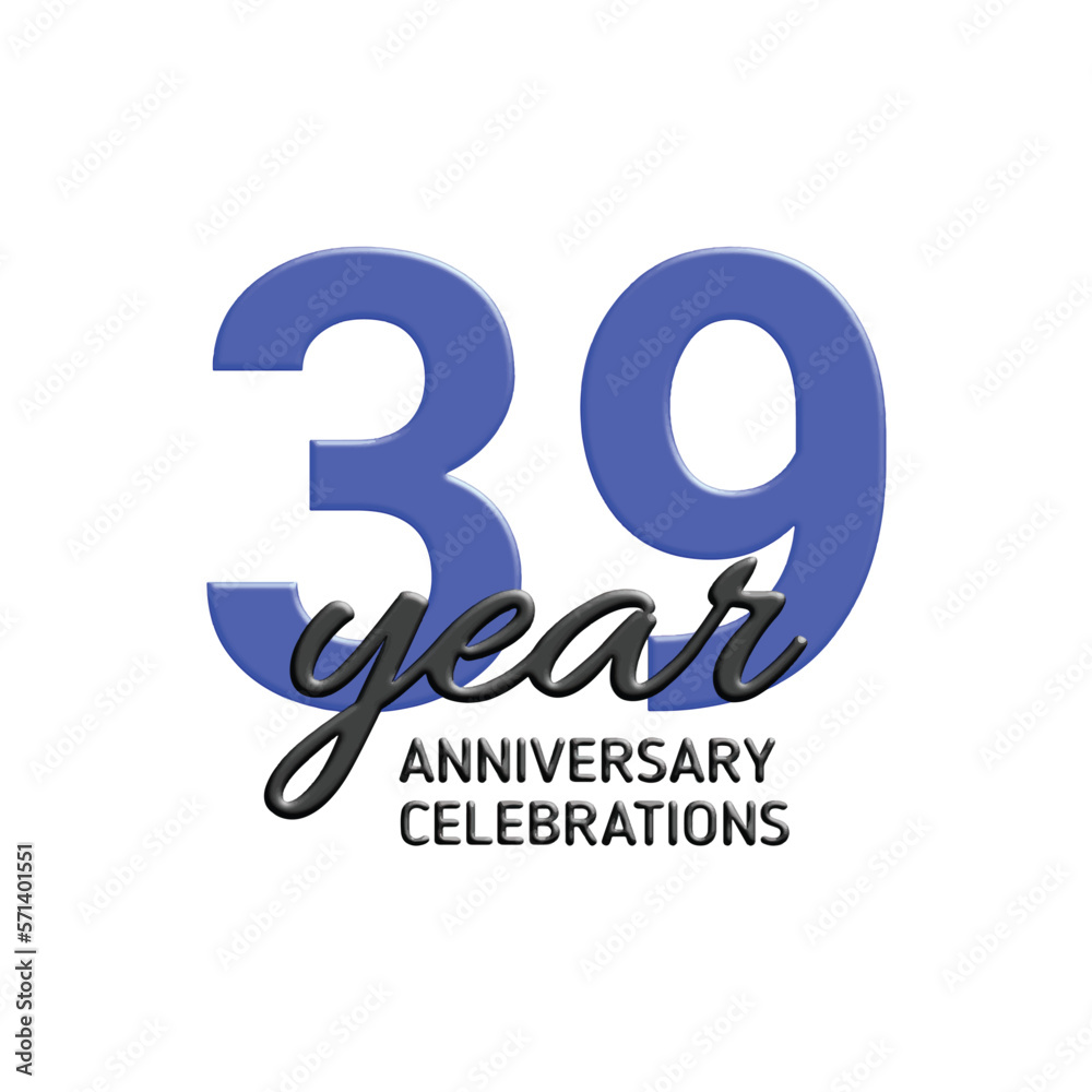 39th anniversary celebration logo design. vector festive illustration. Realistic 3d sign. Party event decoration 39th anniversary celebration logo design. vector festive illustration. Realistic 3d sign. Party event decoration