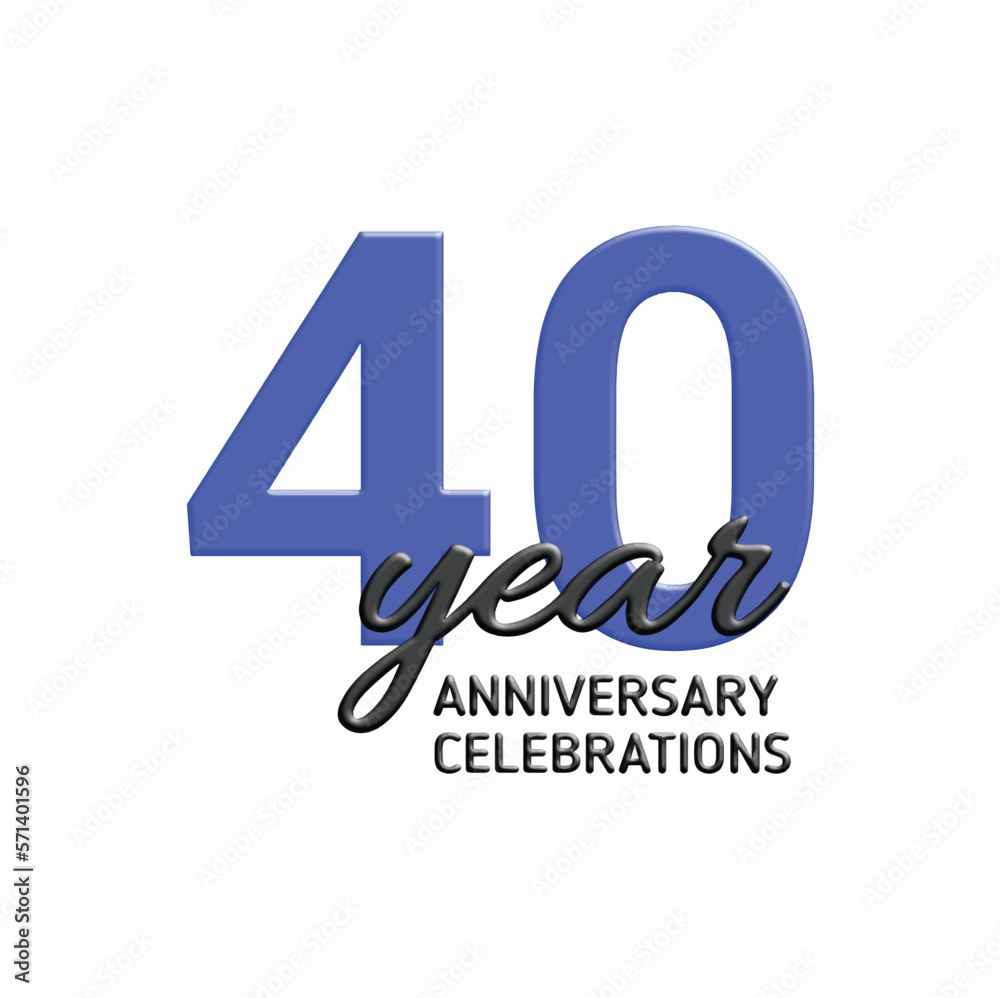 40th anniversary celebration logo design. vector festive illustration. Realistic 3d sign. Party event decoration 40th anniversary celebration logo design. vector festive illustration. Realistic 3d sign. Party event decoration