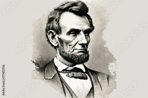 Fotografia, Obraz Portrait hand drawn of Abraham Lincoln vintage style background