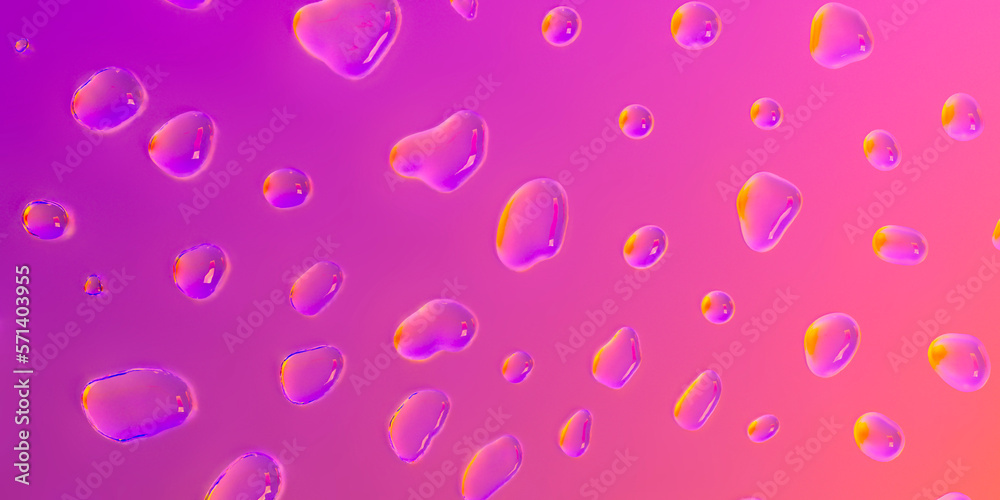 drops of water paint on metal background 3d render