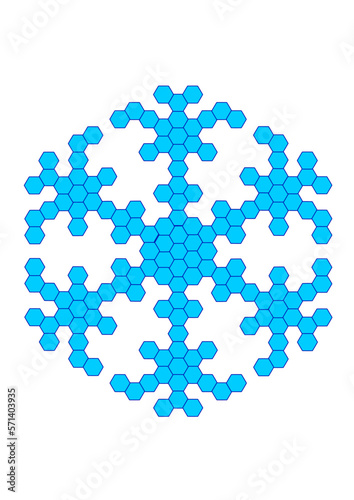 grafik in form einer schneeflocke in blauen farben