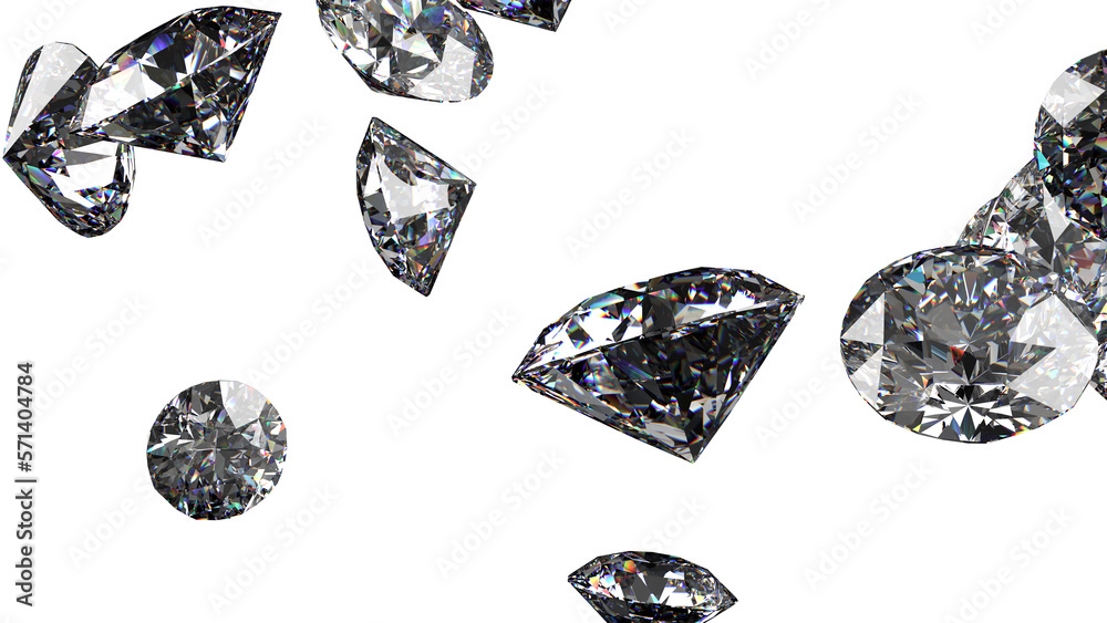 Shiny Diamonds on white surface background. Concept image of luxury living, expensive things and high added value. 3D CG. High resolution. PNG file format. Shiny Diamonds on white surface background. Concept image of luxury living, expensive things and high added value. 3D CG. High resolution. PNG file format.