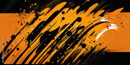 Abstract orange, black background - Generative AI