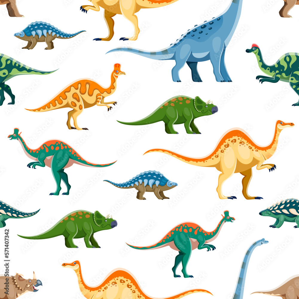 Cartoon dinosaur characters seamless pattern Cartoon dinosaur characters seamless pattern