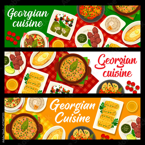 Georgian cuisine restaurant food vector banners