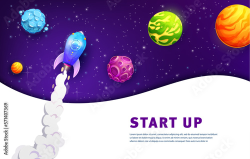 Space landing page, business start up, spaceship