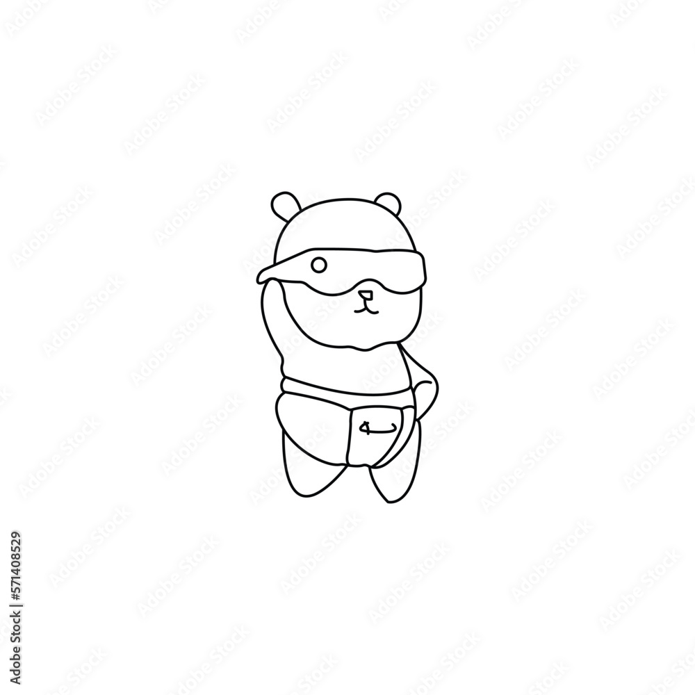 cute panda with style wearing glasses Cartoon Vector Icon Illustration.