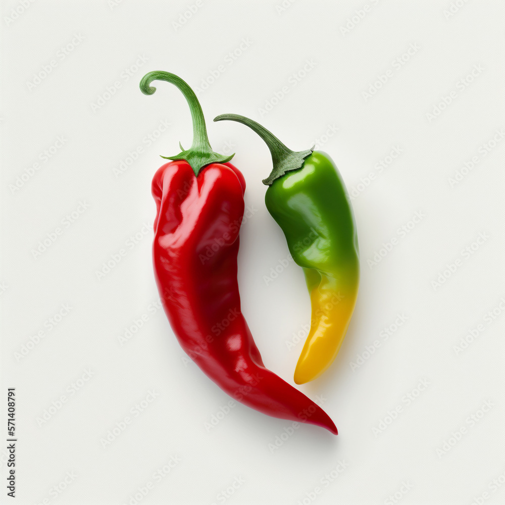 Red chili, plant with a hot and spicy flavor. 3D realistic organic illustration, on white background. Generative AI Technology Red chili, plant with a hot and spicy flavor. 3D realistic organic illustration, on white background. Generative AI Technology