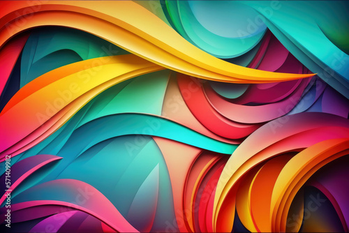 Abstract colorful waves - Generative AI