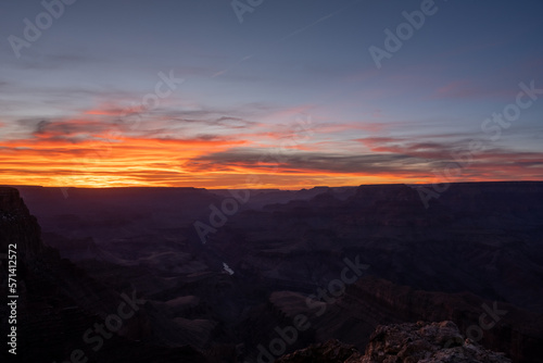 Streaks of Sunset Light Over the Grand Canyon