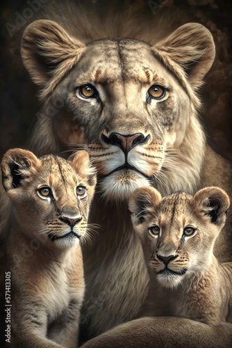 Lion family. Generative AI