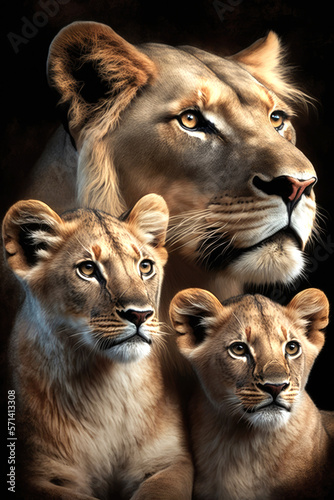 Lion family. Generative AI