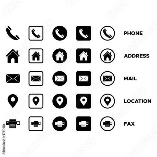business card icon set vector sign symbol for contact us