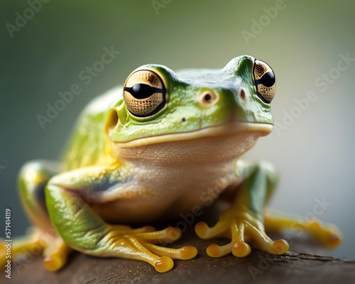 Green tree frog, shallow DOF, AI Generated