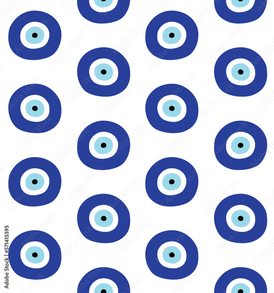 Vector seamless pattern of hand drawn flat Turkish Fatima eye sign isolated on white background Vector seamless pattern of hand drawn flat Turkish Fatima eye sign isolated on white background