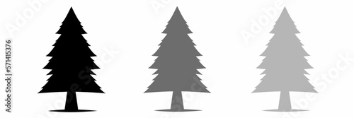 Pine trees. Pine tree icon illustration with shadow. Stock vector illustration.