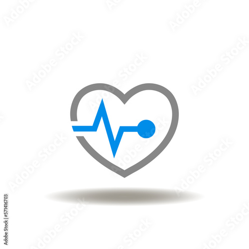 Vector illustration of heart pulse. Icon of heartbeat. Symbol of helth care. Sign of medical diagnostic.