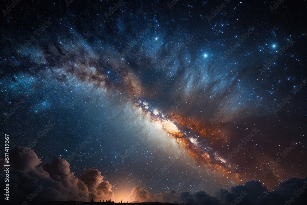 Milky Way and Sars night sky background. Generative AI