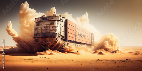 Cargo container ship strand...