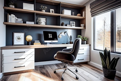 Modern cozy home office wit...