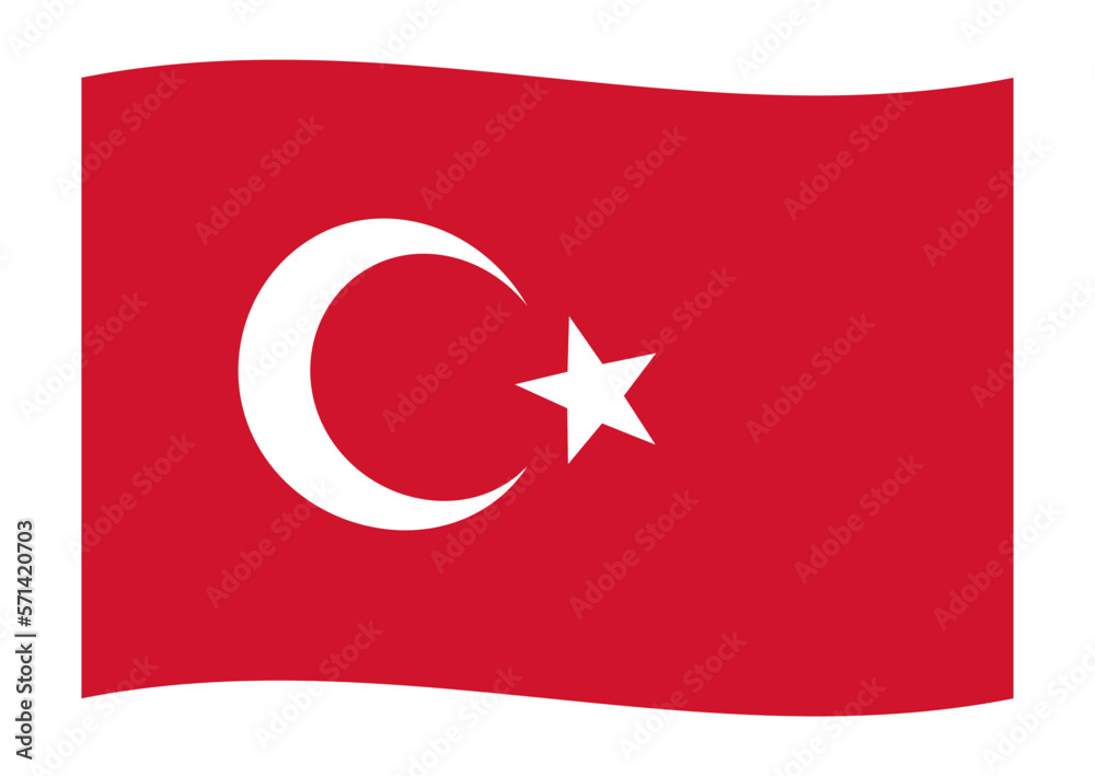 Obraz premium トルコ・シリア地震支援 風になびくトルコの国旗