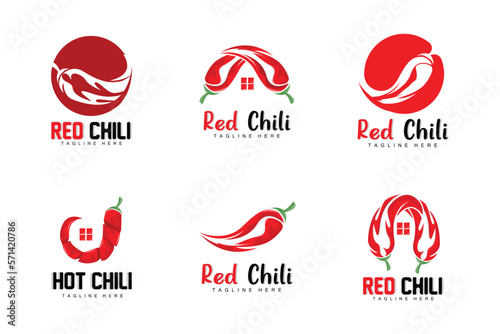 Red Chili Logo, Hot Chili Peppers Vector, Chili Garden House Illustration, Company Product Brand Illustration