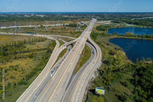 Aerial View of Highway Interchange