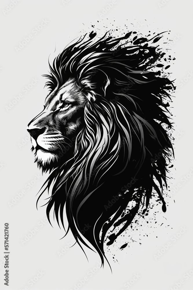 Lion, Logo style, Black design white background, Minimalistic, Generative Ai
