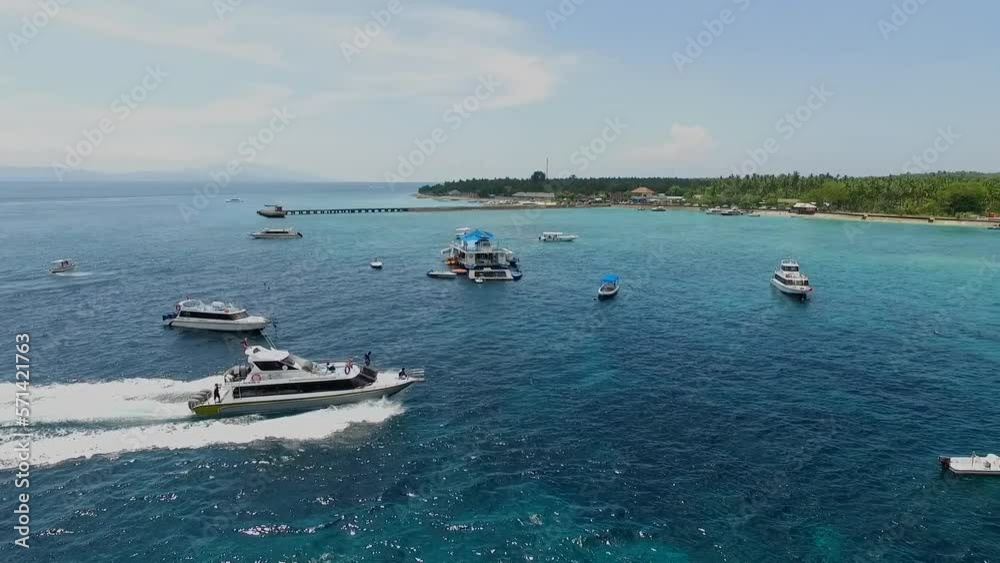 Speed boat foam in the sea going to Nusa Penida island, People holiday with speed boat in Sanur in Bali, Indonesia Speed boat foam in the sea going to Nusa Penida island, People holiday with speed boat in Sanur in Bali, Indonesia
