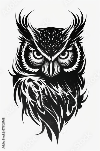 Owl, Logo style, Black design white background, Minimalistic, Generative Ai