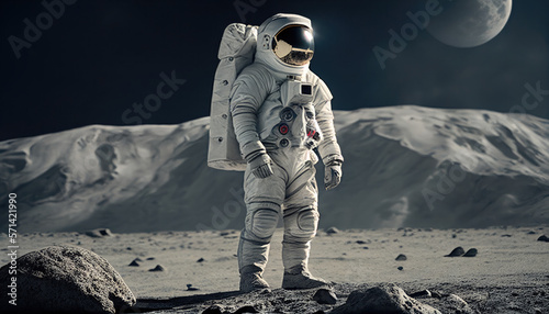 Canvas Print An astronaut looking pensive on the moon.