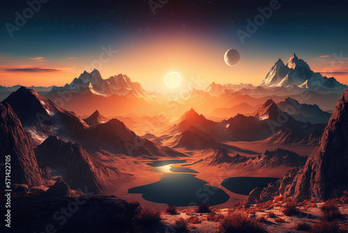 breathtaking sunset over the mountains  illustrating the beauty and fragility of our planet  generative ai