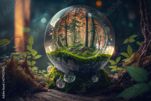Forest Adventure: Crystal Globe as Your Guide, generative ai © aicandy