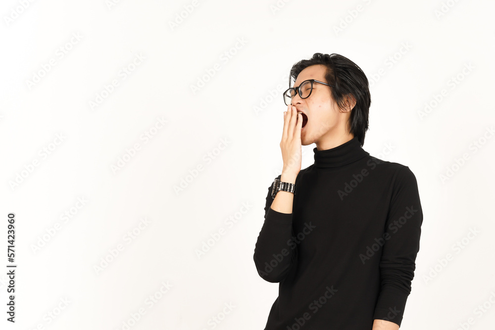 Yawning Gesture Of Handsome Asian Man Isolated On White Background Yawning Gesture Of Handsome Asian Man Isolated On White Background