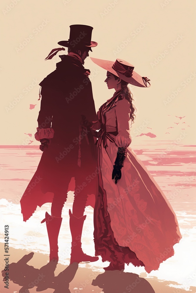 Fototapeta premium happy couples at valentine's day in amazing background Illustration Generative AI