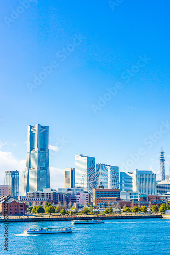 神奈川県横浜市みなとみらい地区の都市風景