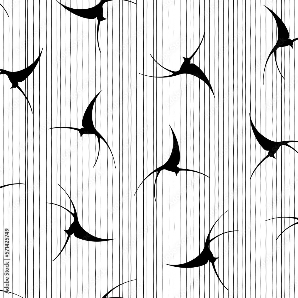 Fototapeta premium Japanese style swallow seamless pattern,